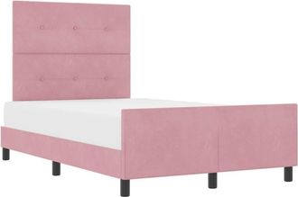 vidaXL Box Spring Bed with Headboard Pink 120 x 190 cm Velvet vidaXL