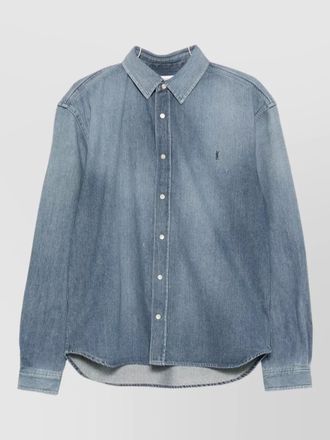 Saint Laurent denim logo-embroidered shirt