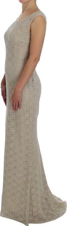 Dolce & Gabbana Womens Beige Ricamo Cutout Cotton Sheath Dress