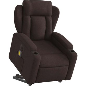 vidaXL Vidaxl - Sill&oacute;n Masaje El&eacute;ctrico Reclinable Elevable Tela Marr&oacute;n Oscuro