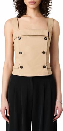 French Connection Double Breasted Cotton Top In Beige