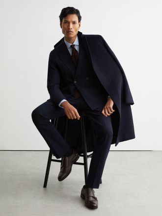 Reiss Dark Brown Leather Double Monk Strap Shoes, U42