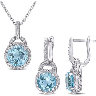 Delmar Blue Topaz & White Topaz Drop Earrings & Necklace Set at Nordstrom Rack