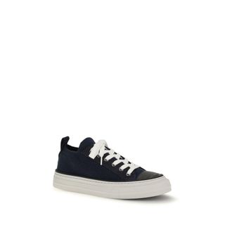 Brunello Cucinelli Womens Blue Cotton Low Top Sneakers
