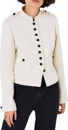 Mint Velvet Wool Blend Military Jacket in Ivory at Nordstrom, Size X-Large