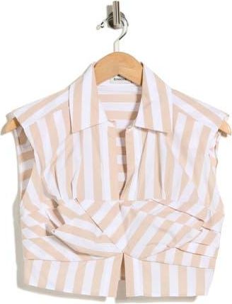 SIMKHAI Emie Cropped Box Sleeve Top in Sand Stripe at Nordstrom Rack, Size 00