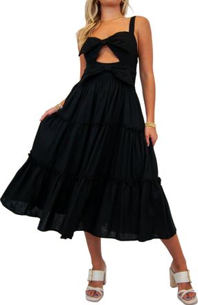 So Me Cut Out Bow Tiered Dress In Black