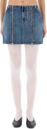 Jean Paul Gaultier Denim Miniskirt With Double Vertical Silver Zippers