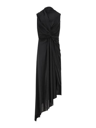 Balenciaga Long Asymmetric Dress In Stretch Fabric