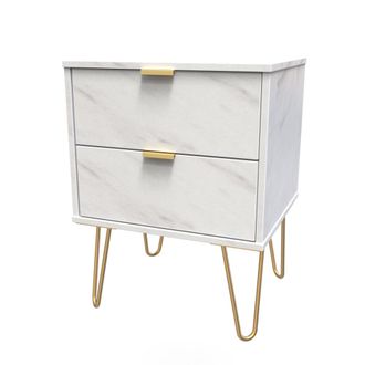 Welcome Furniture Harare Ready Assembled Bedside Table with 2 Drawers - Marble - Welcome Furniture | TJ Hughes