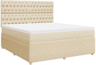 vidaXL Cama Box Spring Con Colch&oacute;n Tela Color Crema 180x200 Cm Vidaxl