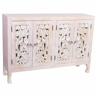 Wanderlust Deco Aparador de madera de 4 puertas 100,5x26x70