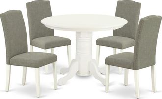 East West Furniture Dining Room Set Linen White, SHEN5-LWH-06