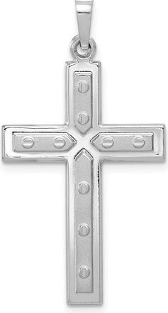 Diamond2Deal 14k White Gold Polished Satin Dots Cross Pendant