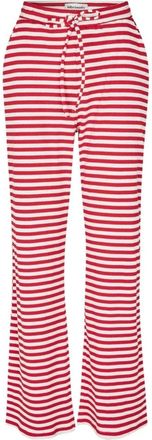 Lollys Laundry Gestreepte Elastische Taille Broek Rood - Dames - Wijde Broeken - Rood - XS - Polyester - Broeken