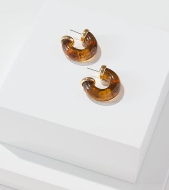 Talbots Resin Hoop Earrings - Burnt Copper/Gold - 001 Talbots