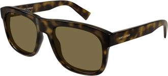 Saint Laurent Zonnebril met vierkant montuur - unisex - Accessoires - Bruin - Maat: 57 MM