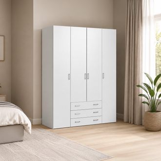 Dmora Armario Dmora, Color Blanco 154 X 200,4 X 49,5 Cm, Con Embalaje Reforzado