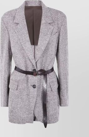 Brunello Cucinelli waist belted single breasted jacket