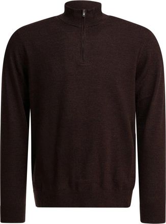 Nn.07 Sergio Zip Merino Wool Polo - Heren - Coltruien - Bruin - M - Wol - Truien & Vesten