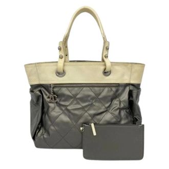 Chanel Pre-owned Tote Bags, female, Gray, Size: ONE SIZE Pre-owned Vintage Pouch Tote Bag