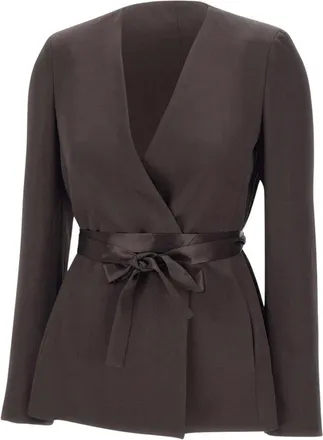 HUGO BOSS Slim-fit Blazer in Lustrous Twill - Dames - Blazers - Bruin - L - Polyester - Jassen
