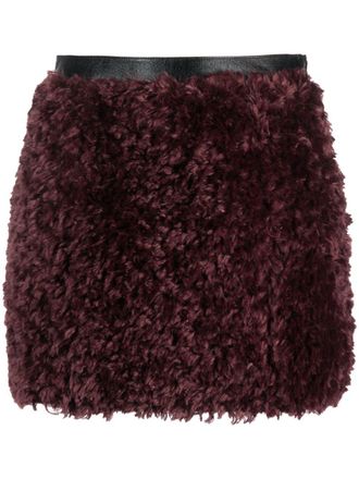Patrizia Pepe brushed-effect faux-fur miniskirt - women - Polyester/Polyester - 38 - Black