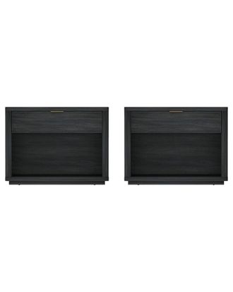 Manhattan Comfort Set Of 2 Evelyn Modern Nightstands 2.0 With 2 Full Extension Drawers