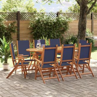 vidaXL Juego Comedor De Jard&iacute;n 9 Pzas Madera Maciza Acacia Y Textileno Vidaxl