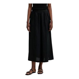 Benetton Gonna Lunga in Lino - - Skirts - Donna - Nero - S