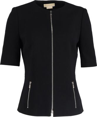 Michael Kors Pre-owned Womens Zipped Short Sleeve Jacket in Black Wool - Size 10 UK