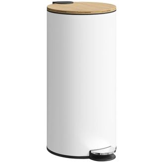 HOMCOM Cubo de basura 36x30x60.5 cm blanco