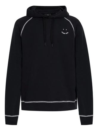 Paul Smith Happy contrast-stitch hoodie - men - Organic Cotton - M - Black