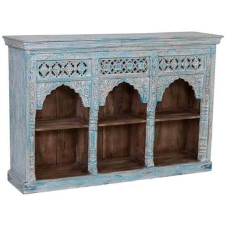 Wanderlust Deco Aparador De Madera Azul Acabado Artesanal 160x40x107cm