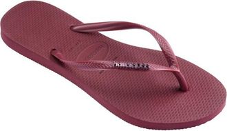 Havaianas Slim Logo Metallic Sandalen f&uuml;r Damen | rot/lila
