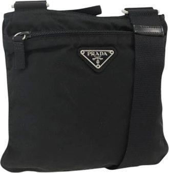 Prada Pre-owned Cross Body Bags, female, Black, Size: ONE SIZE Pre-owned Vintage Nylon Shoulder Bag