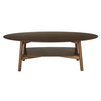 Miliboo Mesa Baja Ovalada De Madera Oscura L120 Cm Hanae