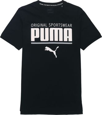 Puma Logo Printing Round Neck Sports Short Sleeve Black 852240-01