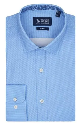 Original Penguin Royal Texture Slim Fit Dress Shirt in French Blue at Nordstrom Rack, Size 16 - 34/35
