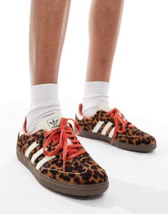 adidas Originals samba sneakers in leopard print-Multi