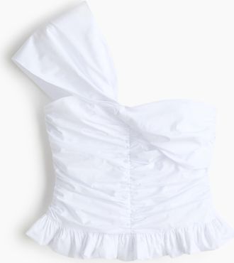 H&M One-Shoulder-Shirt mit Twistdetail - Weiss