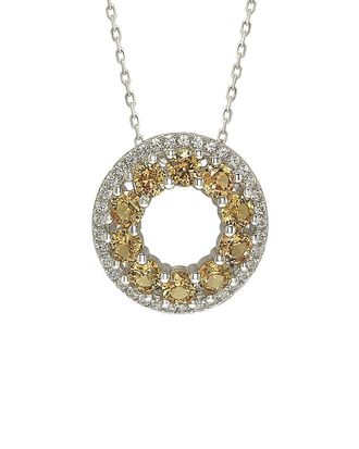 Suzy Levian Silver 0.02 Ct. Tw. Diamond & Sapphire Pendant Necklace