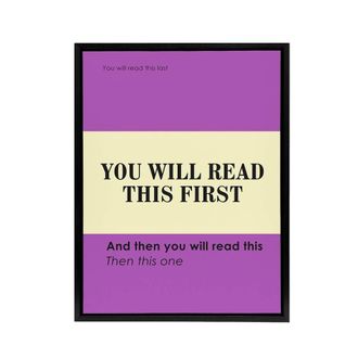 Artery8 You Will Read This First Purple Simple Modern Framed Canvas Art Print | Size: W24 x H32