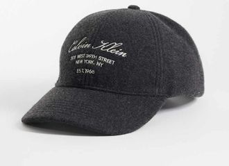 Calvin Klein Cappellino in feltro grigio antracite con scritta del logo-Nero