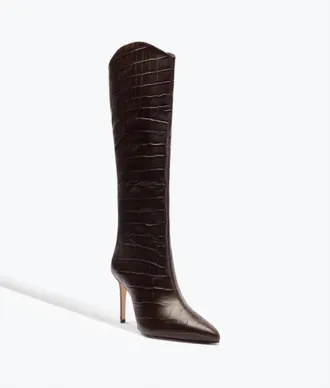 Schutz Womens Maryana Leather Boot In Dark Chocolate