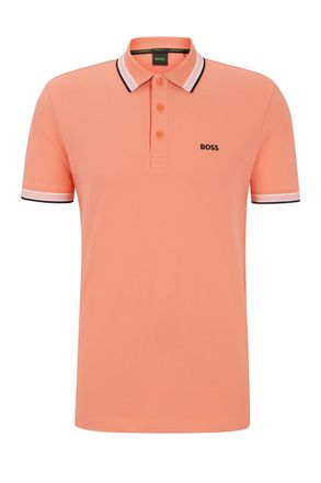 HUGO BOSS Mens Paddy Polo Shirt Open Red - Orange Cotton - Size X-Large