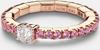 Bucherer Stretchy 18kt rose gold ring with diamond and sapphires