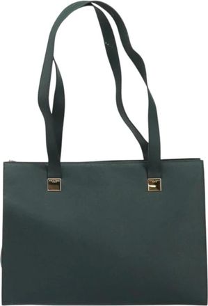 Celine Pre-owned Shoulder Bags, female, Green, Size: ONE SIZE Pre-owned Vintage Leather Tote Bag