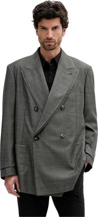 Emporio Armani Dubbele rij knopen blazer - Heren - Blazers - Grijs - L - Wol - Jassen