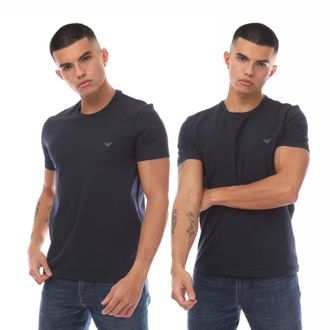 Emporio Armani Mens Emporio Armani 2 Pack of Lounge Crewneck T-Shirts in Navy